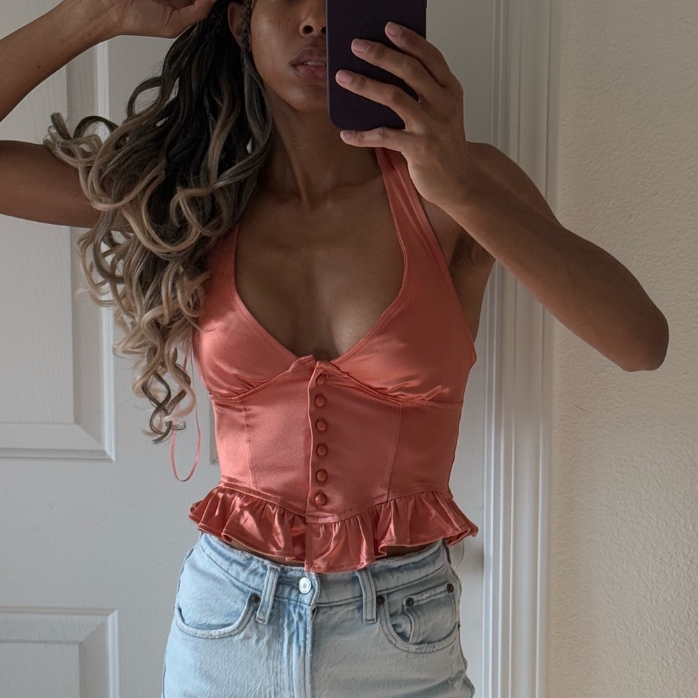 Urban Outfitters - Kimchi Blue Maude satin corset halter top